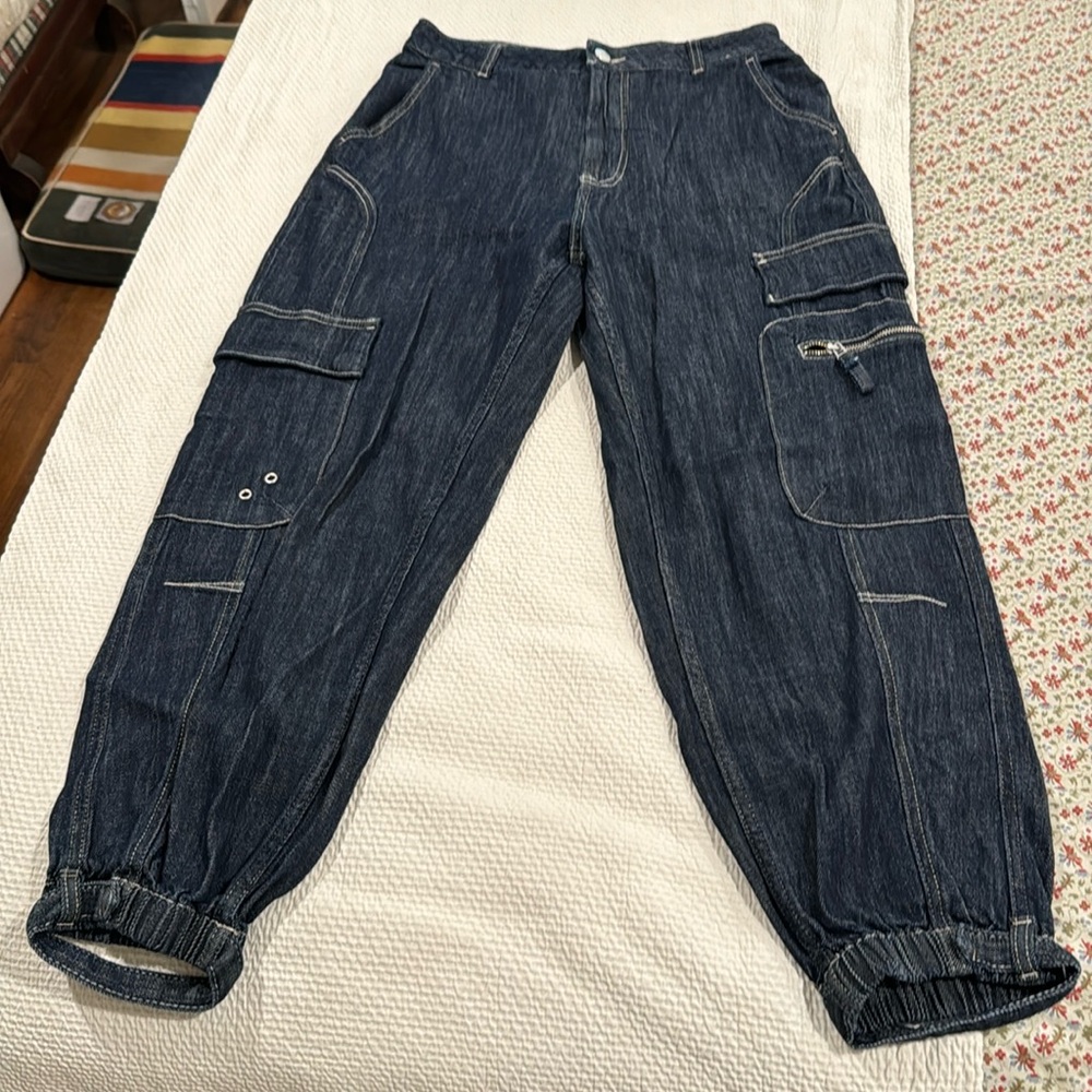 Pilcro dark denim joggers. Size 27.